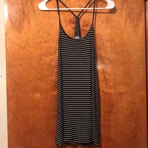 Spaghetti strap top, black and white striped
